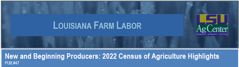 Louisiana Farm Labor: New and Beginning Producers: 2022 Census of Agriculture Highlights